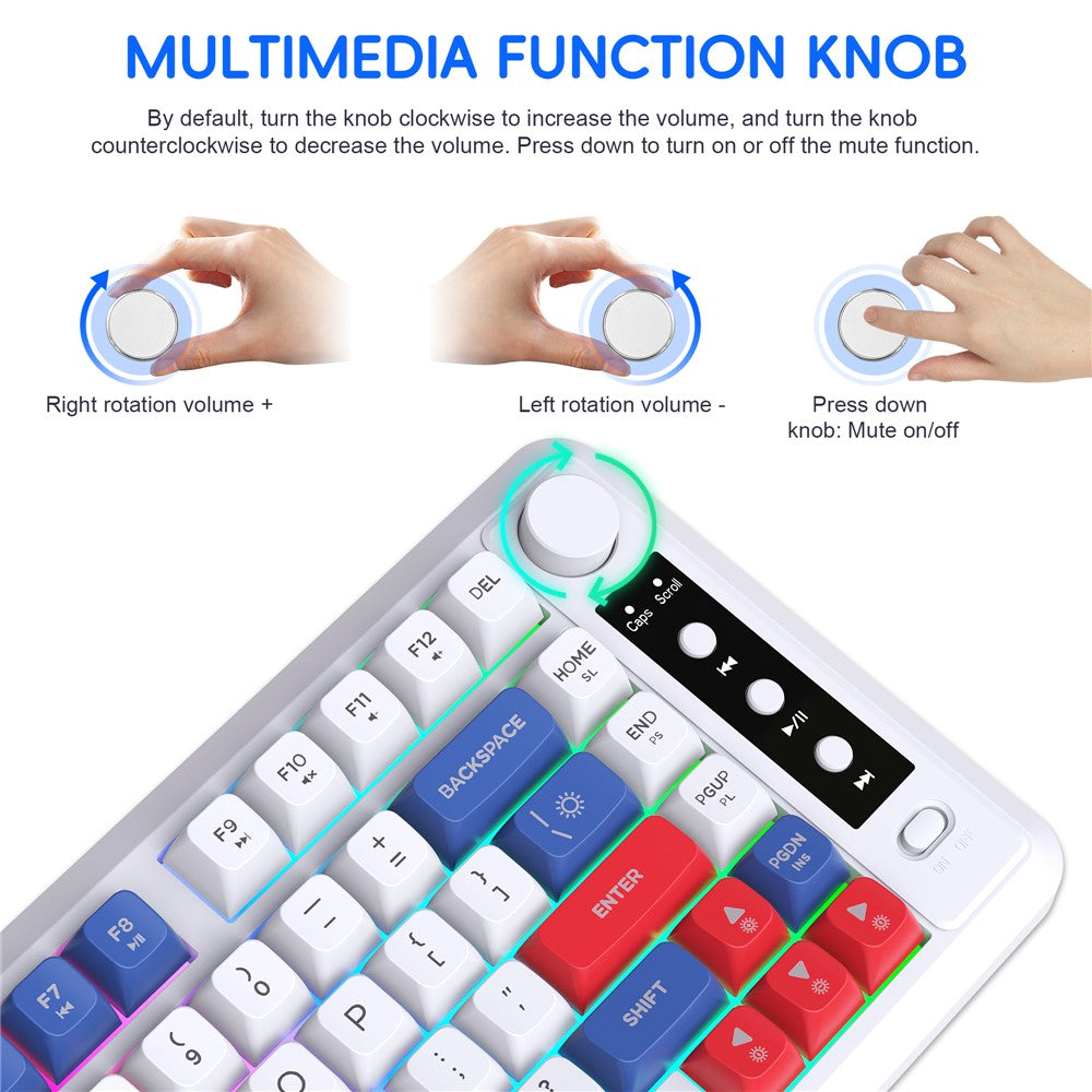 81-Key Tri-Mode Wireless Keyboard – 2.4G & Bluetooth, RGB Backlit