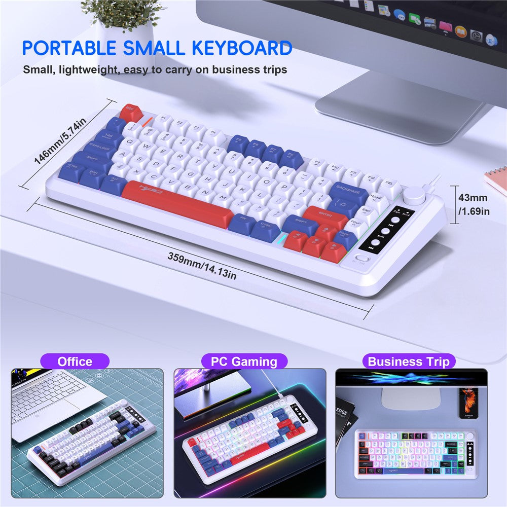 81-Key Tri-Mode Wireless Keyboard – 2.4G & Bluetooth, RGB Backlit