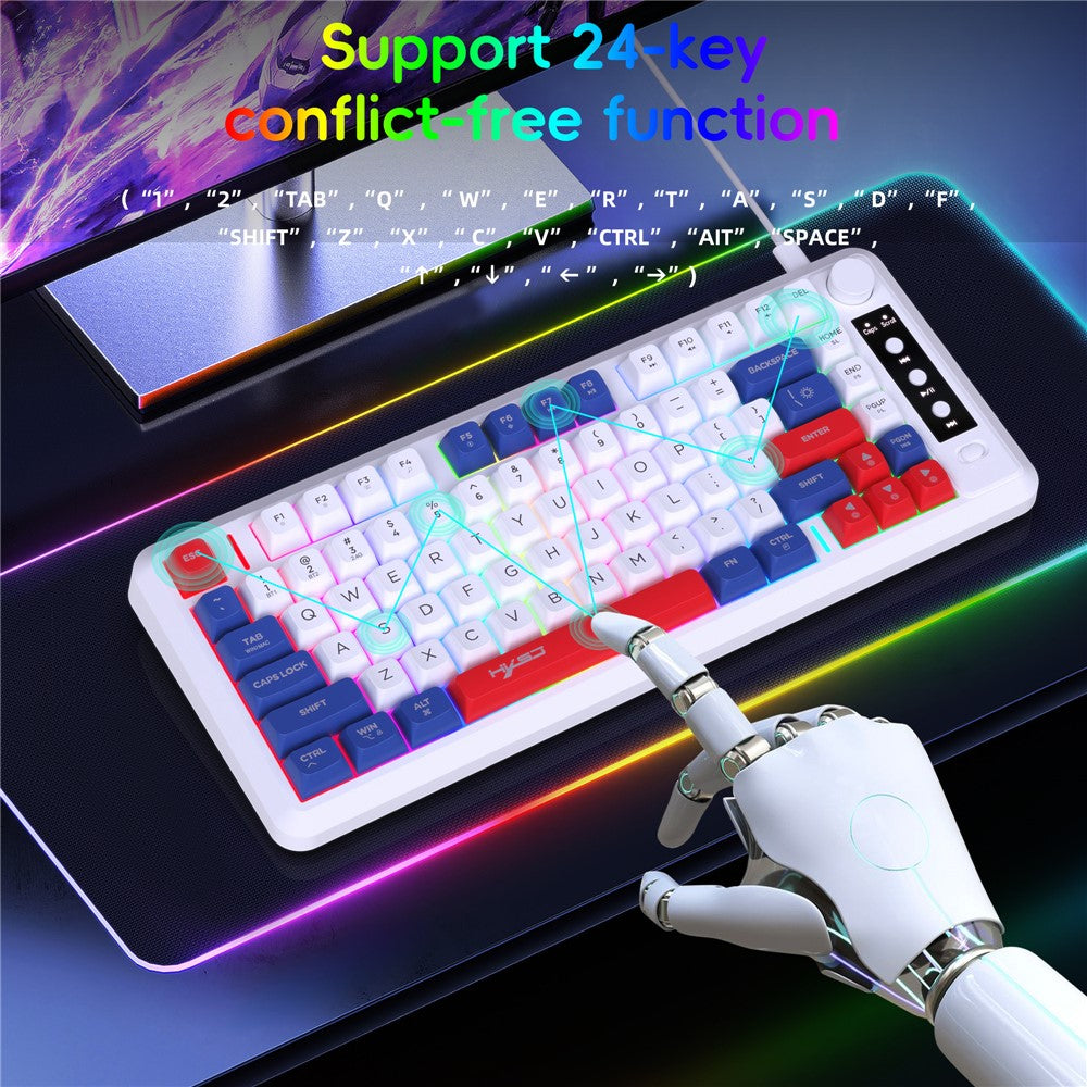 81-Key Tri-Mode Wireless Keyboard – 2.4G & Bluetooth, RGB Backlit