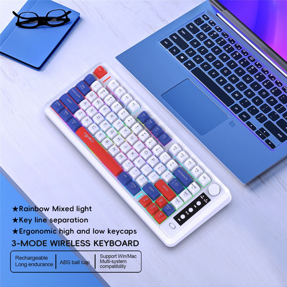 81-Key Tri-Mode Wireless Keyboard – 2.4G & Bluetooth, RGB Backlit