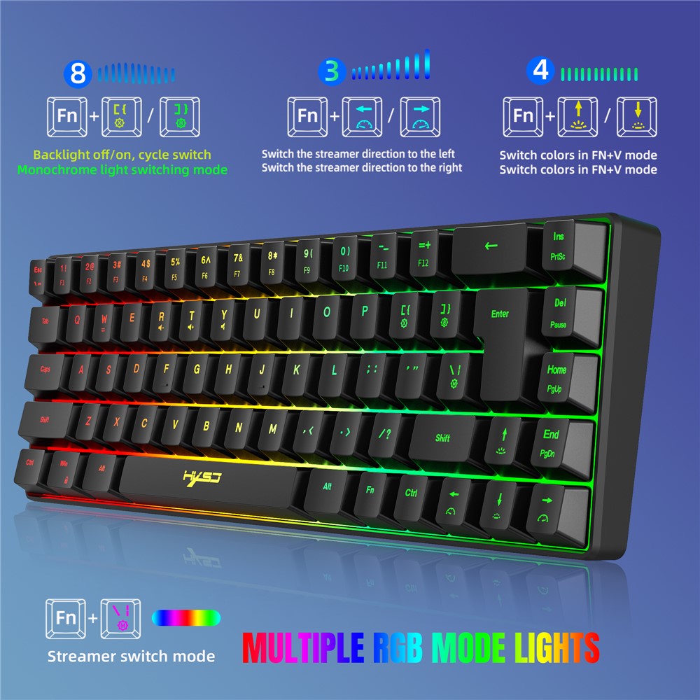 68-Key Wired Gaming Keyboard – RGB Backlit, Compact Membrane Design
