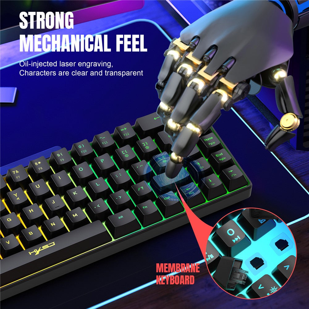 68-Key Wired Gaming Keyboard – RGB Backlit, Compact Membrane Design