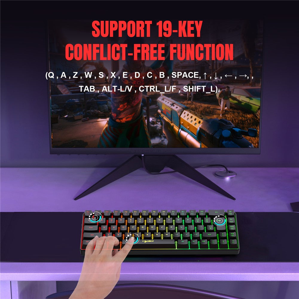 68-Key Wired Gaming Keyboard – RGB Backlit, Compact Membrane Design