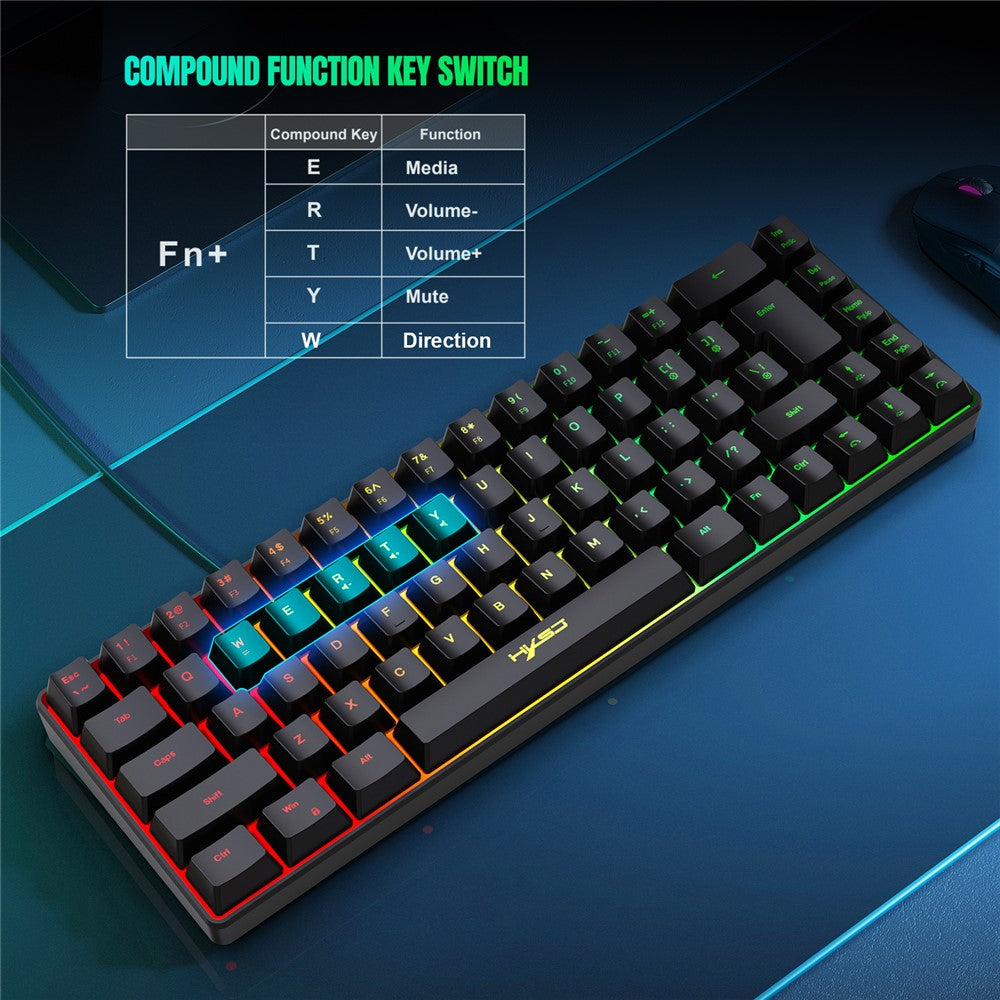 68-Key Wired Gaming Keyboard – RGB Backlit, Compact Membrane Design