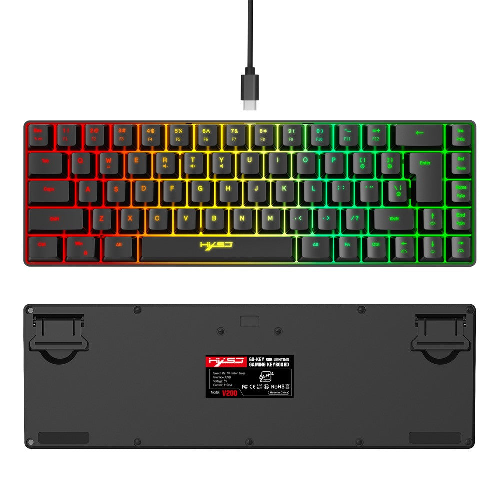 68-Key Wired Gaming Keyboard – RGB Backlit, Compact Membrane Design
