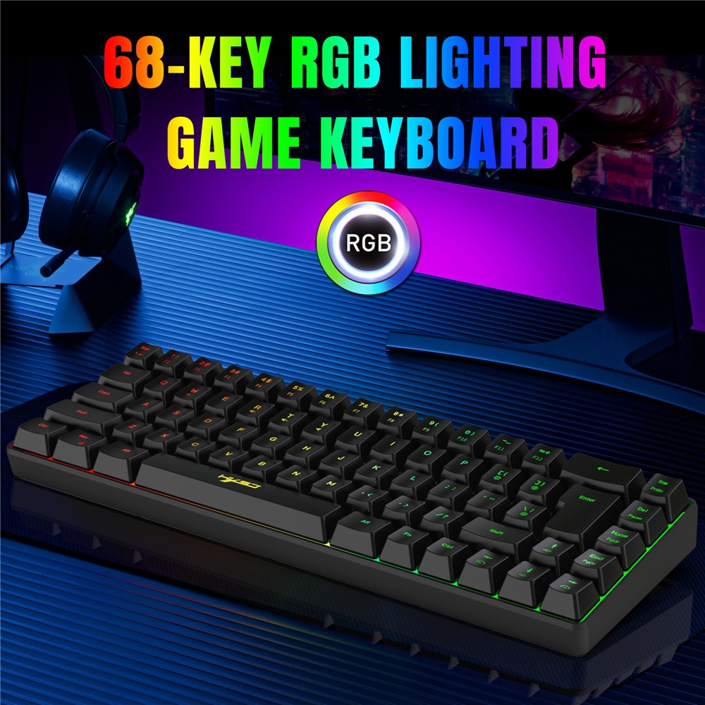 68-Key Wired Gaming Keyboard – RGB Backlit, Compact Membrane Design