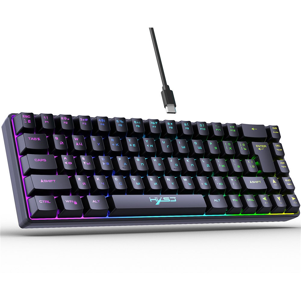 68-Key Wired Gaming Keyboard – RGB Backlit, Russian Layout