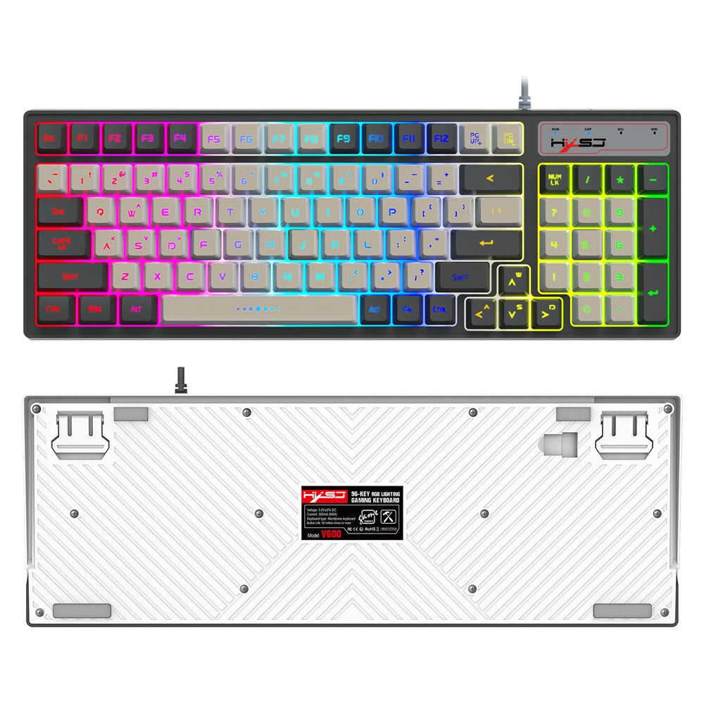 96-Key Wired Gaming Keyboard – RGB Backlit, Mechanical Feel