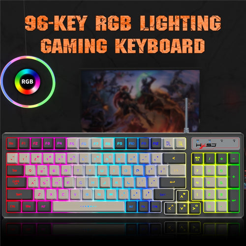 96-Key Wired Gaming Keyboard – RGB Backlit, Mechanical Feel