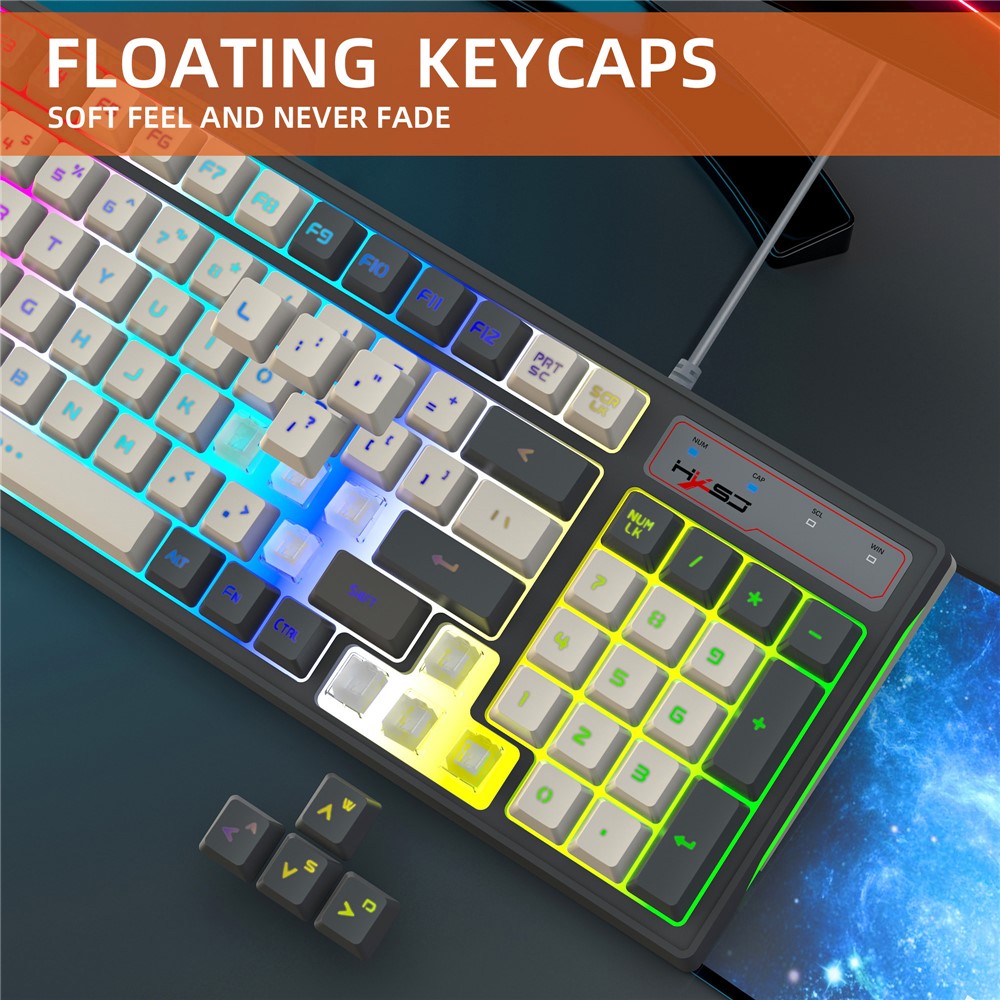 96-Key Wired Gaming Keyboard – RGB Backlit, Mechanical Feel
