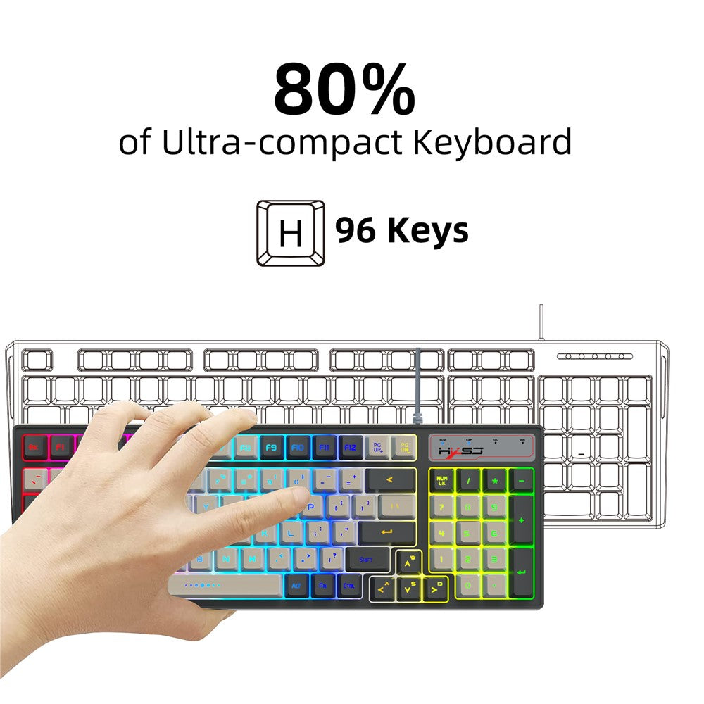 96-Key Wired Gaming Keyboard – RGB Backlit, Mechanical Feel