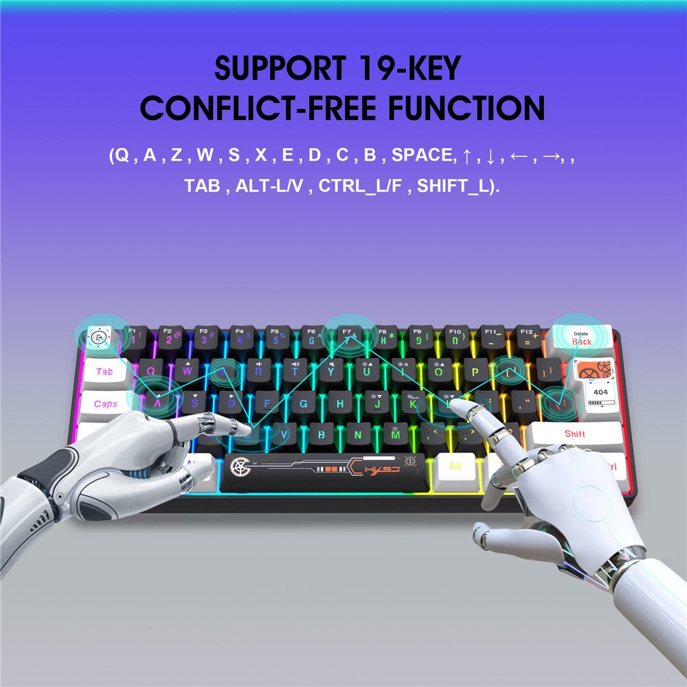 61-Key Compact Wired Gaming Keyboard – RGB Backlit with Media Controls