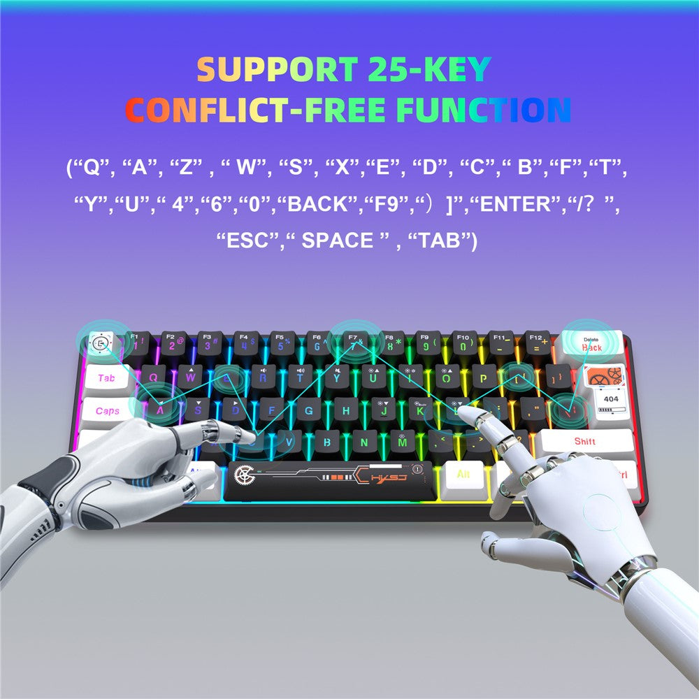61-Key Compact Wired Gaming Keyboard – RGB Backlit with Media Controls