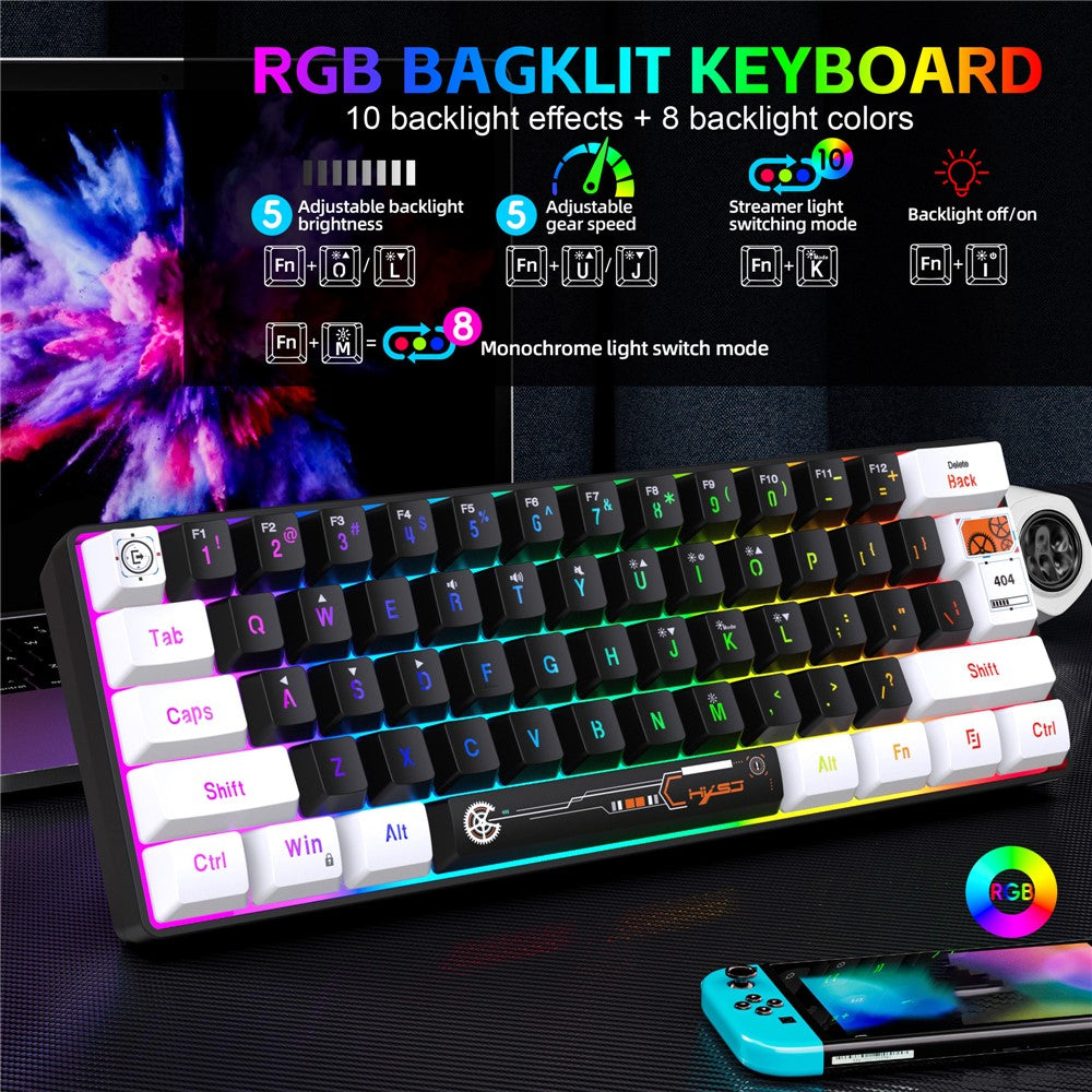 61-Key Compact Wired Gaming Keyboard – RGB Backlit with Media Controls