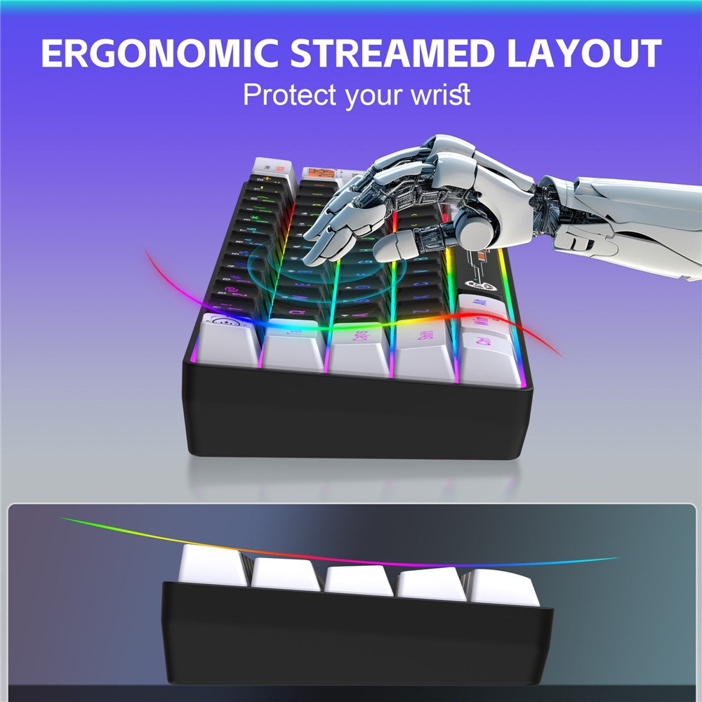 61-Key Compact Wired Gaming Keyboard – RGB Backlit with Media Controls