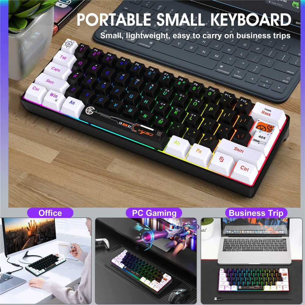 61-Key Compact Wired Gaming Keyboard – RGB Backlit with Media Controls