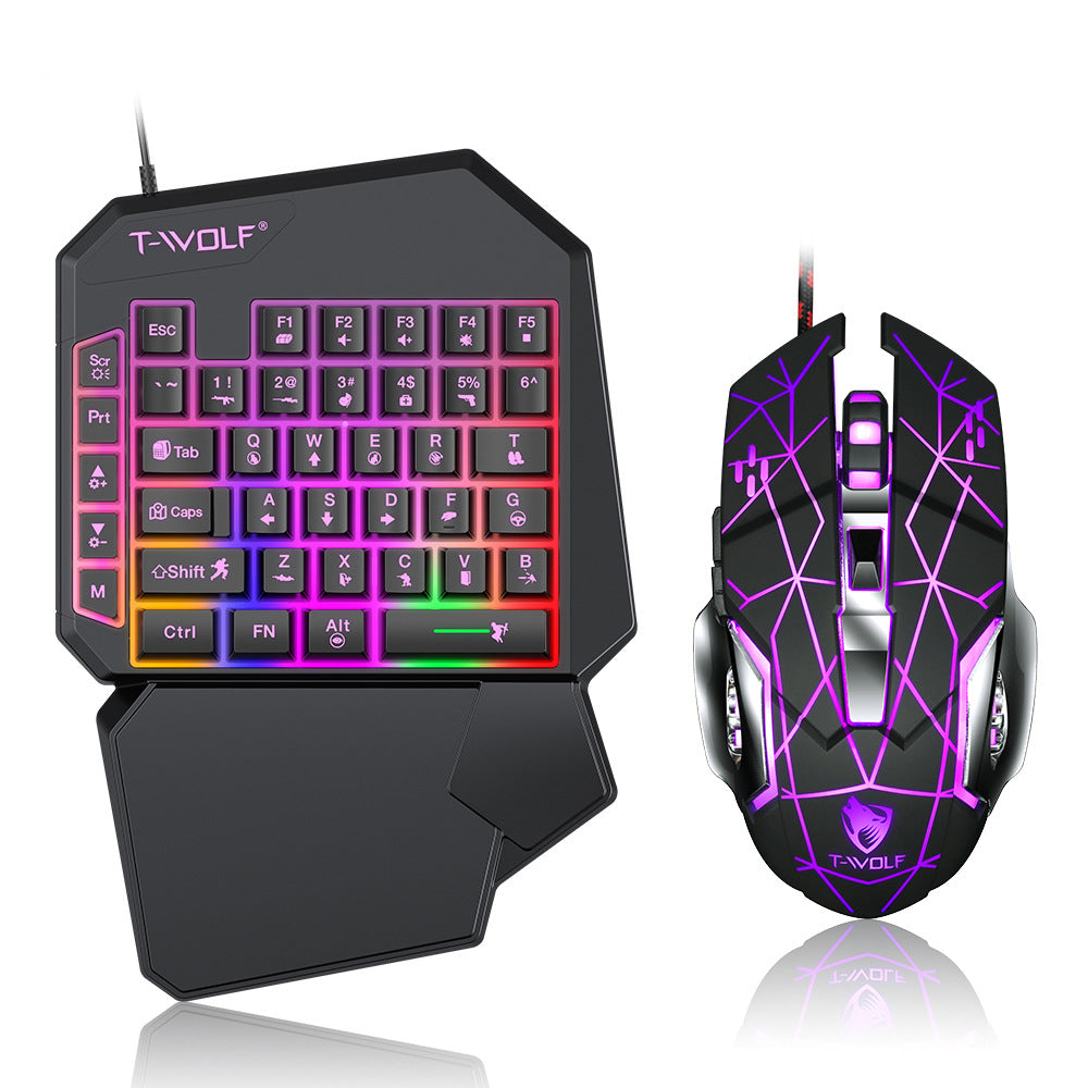 T-WOLF TF900 One-Handed Gaming Keyboard – Programmable, RGB Backlit