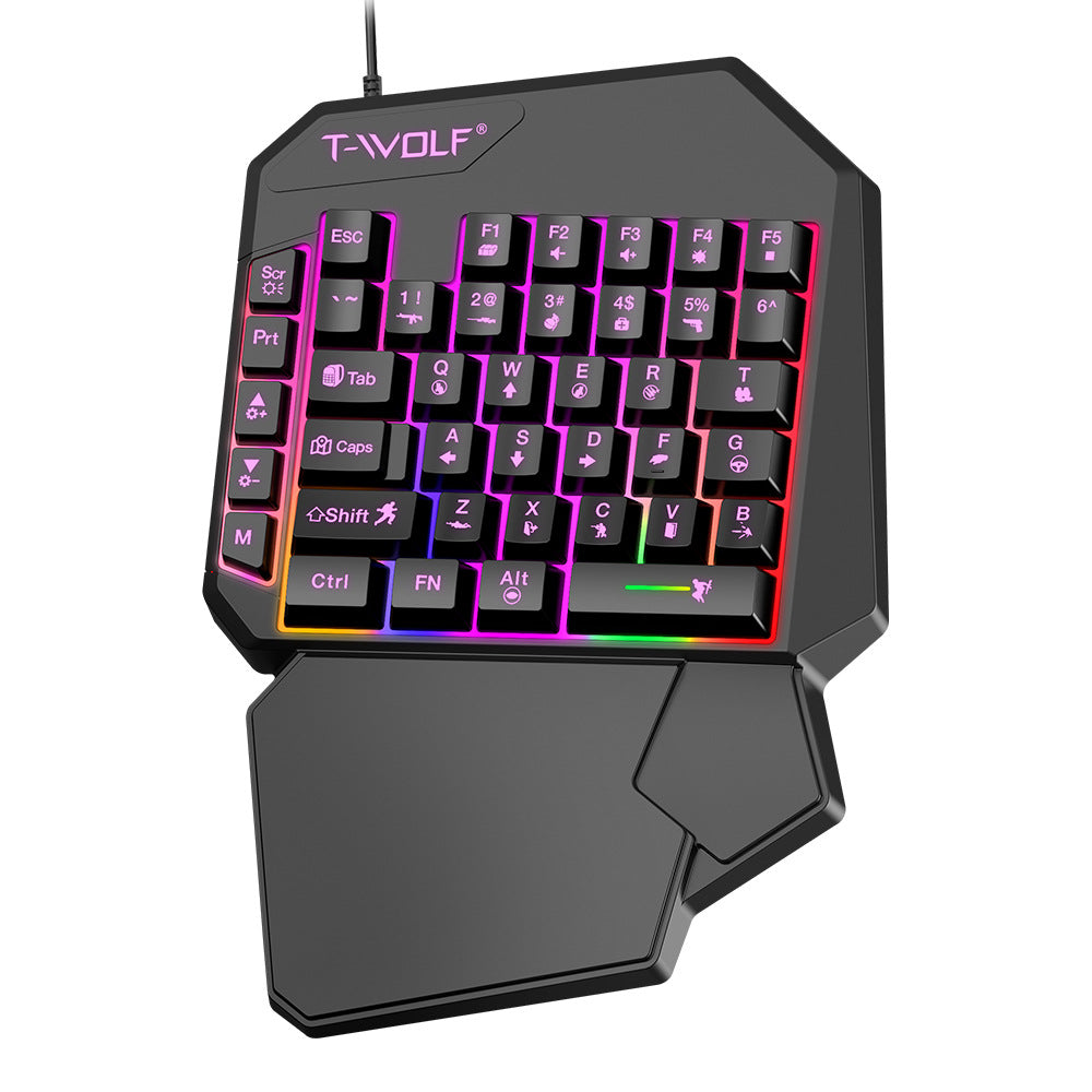 T-WOLF TF900 One-Handed Gaming Keyboard – Programmable, RGB Backlit
