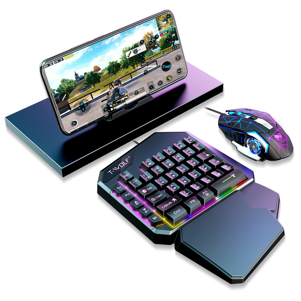 T-WOLF TF900 One-Handed Gaming Keyboard – Programmable, RGB Backlit