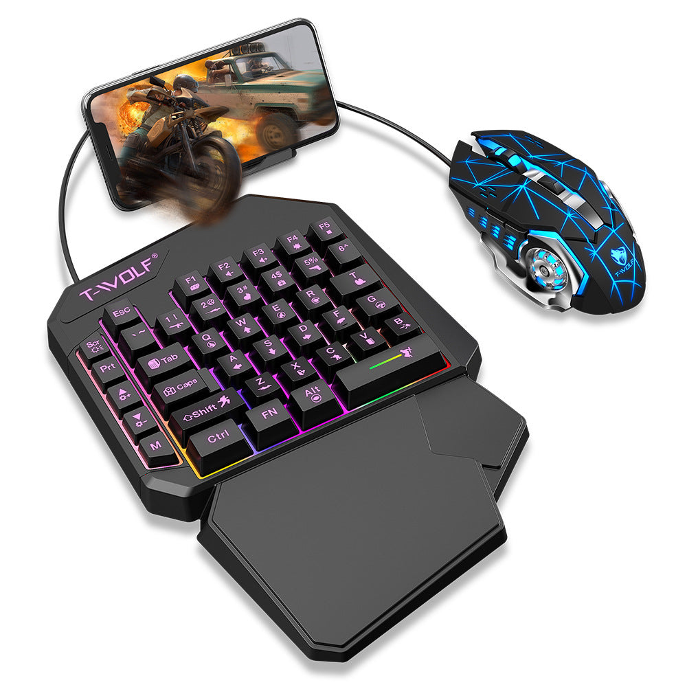 T-WOLF TF900 One-Handed Gaming Keyboard – Programmable, RGB Backlit