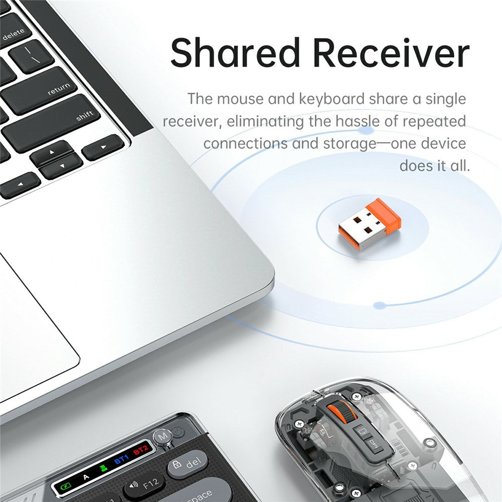 Clear Shell Wireless Keyboard & Mouse Set – 78-Key, Triple Mode, Type-C