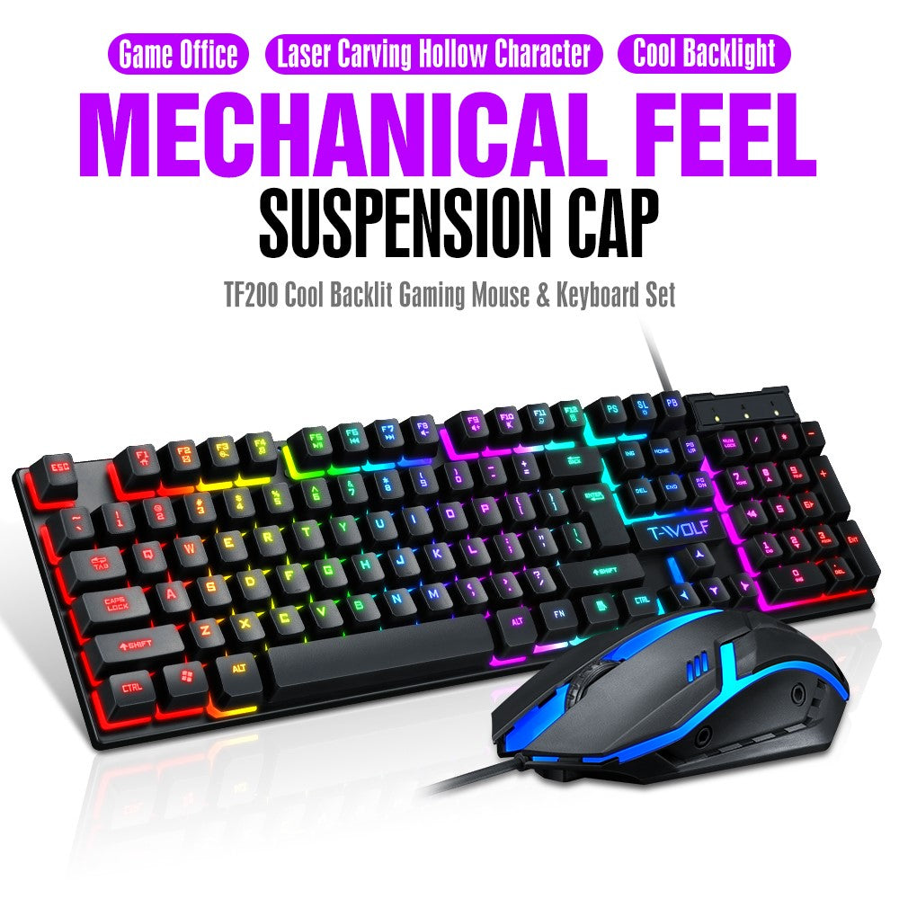 T-WOLF TF200 Wired Gaming Keyboard & Mouse Set