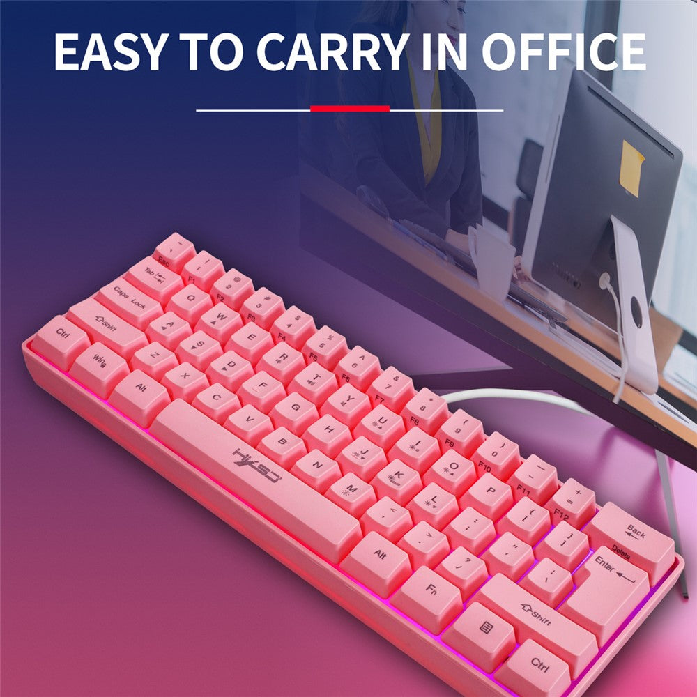 61-Key Wired Gaming Keyboard – Colorful RGB Backlight