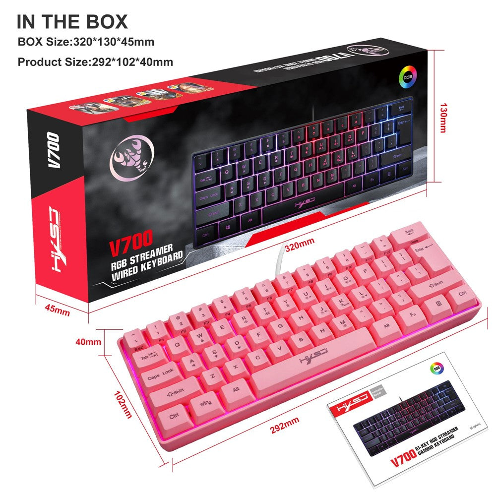 61-Key Wired Gaming Keyboard – Colorful RGB Backlight