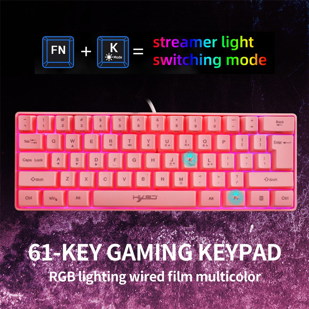 61-Key Wired Gaming Keyboard – Colorful RGB Backlight