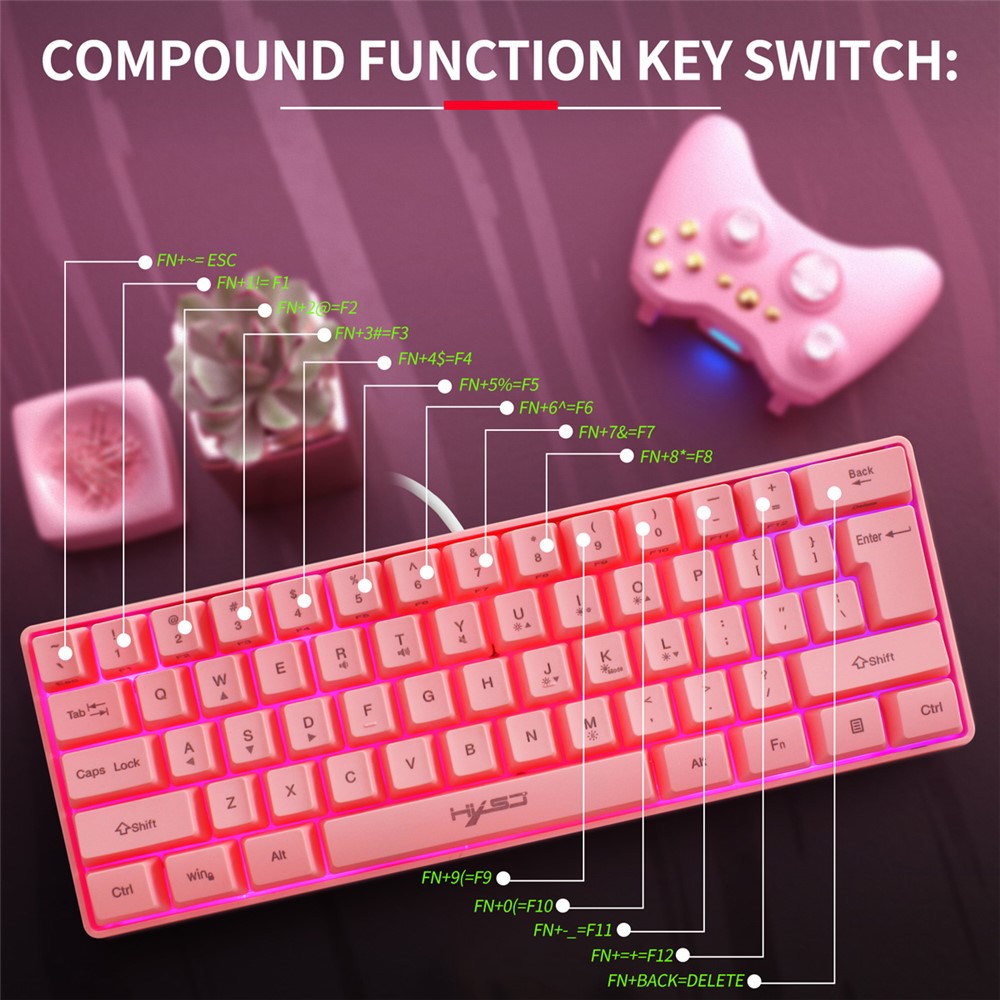 61-Key Wired Gaming Keyboard – Colorful RGB Backlight
