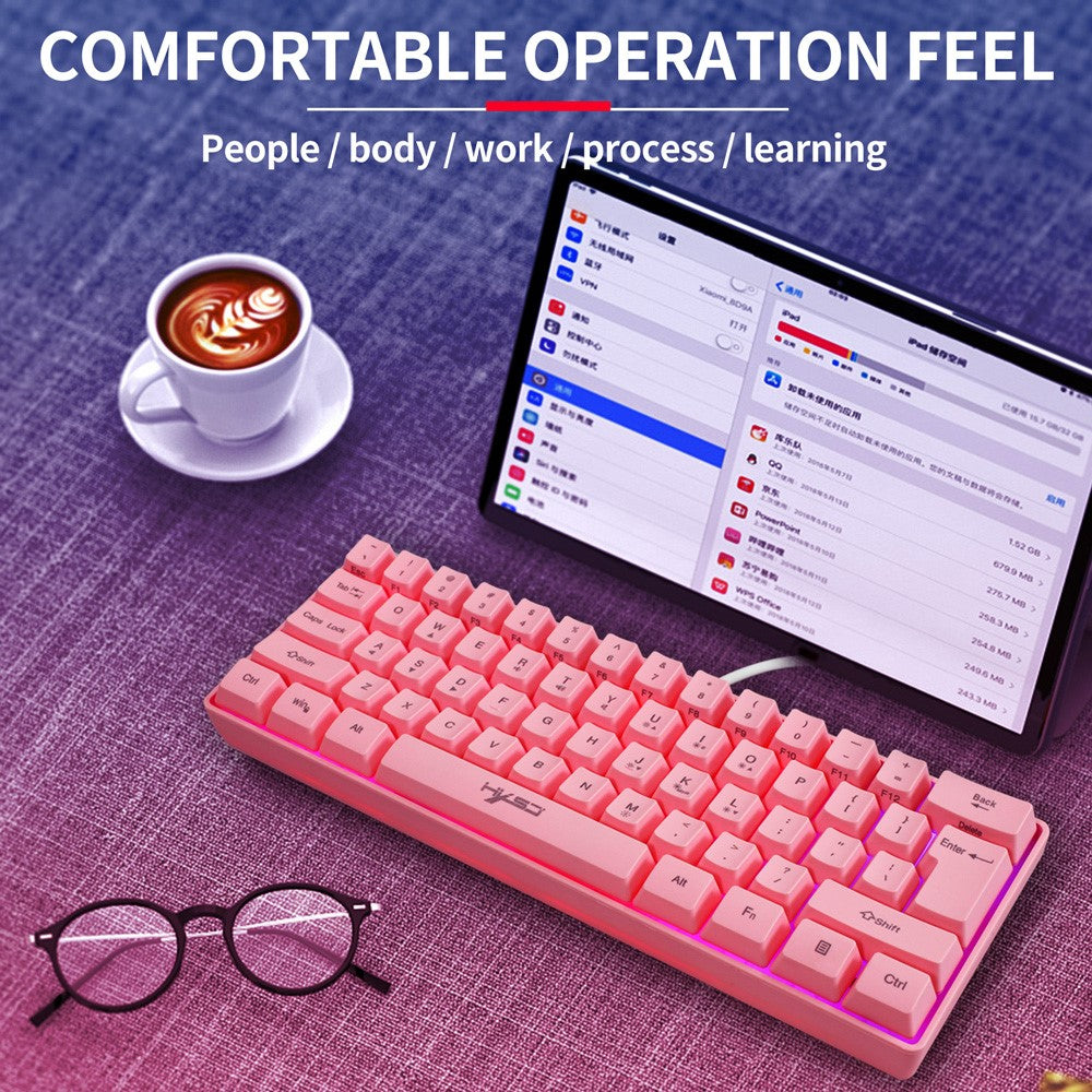 61-Key Wired Gaming Keyboard – Colorful RGB Backlight