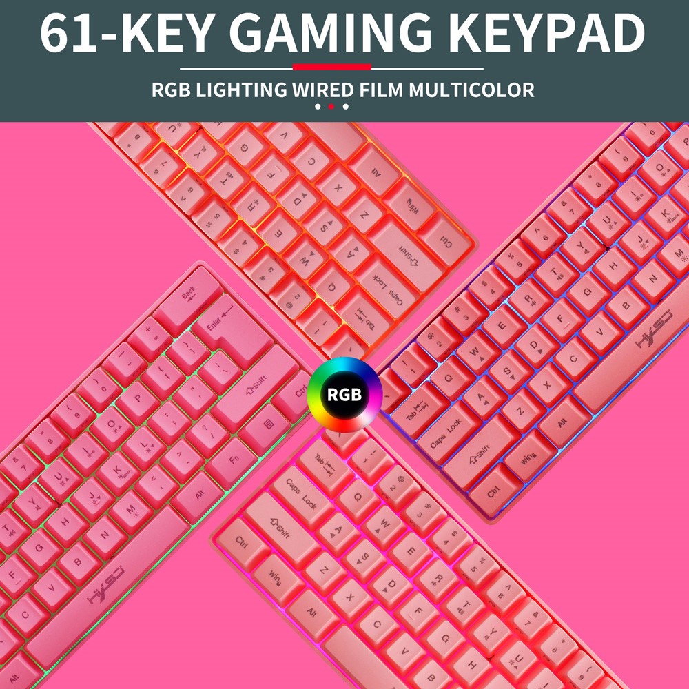 61-Key Wired Gaming Keyboard – Colorful RGB Backlight
