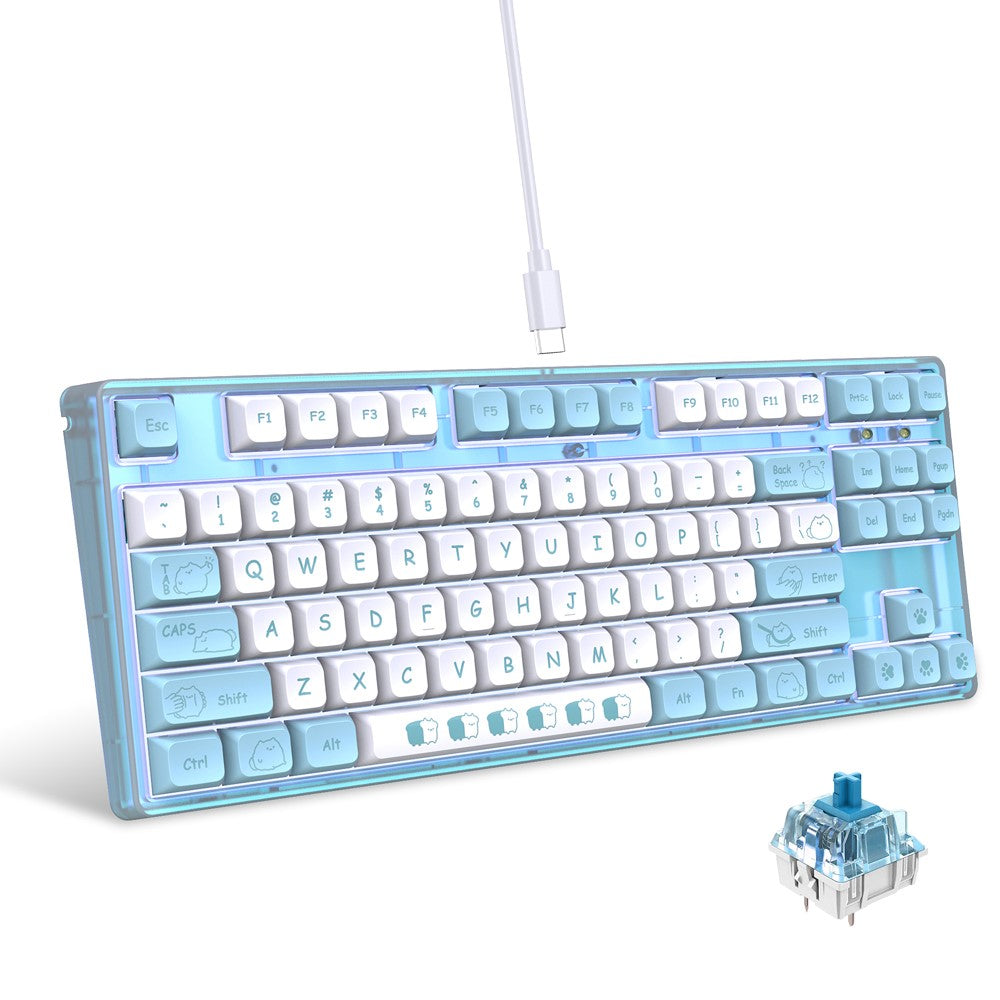 87-Key Ergonomic Mechanical Keyboard – Playful Cartoon Design