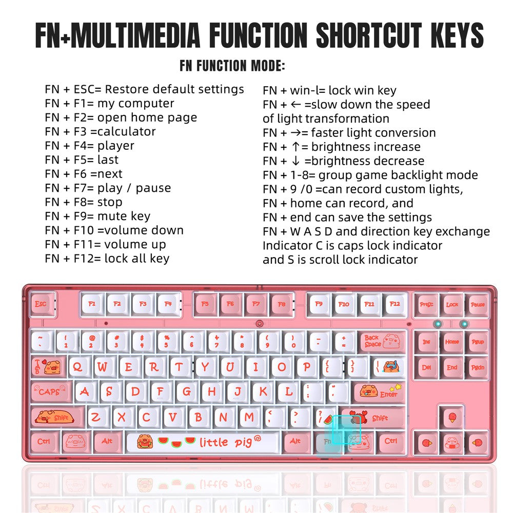 87-Key Ergonomic Mechanical Keyboard – Playful Cartoon Design