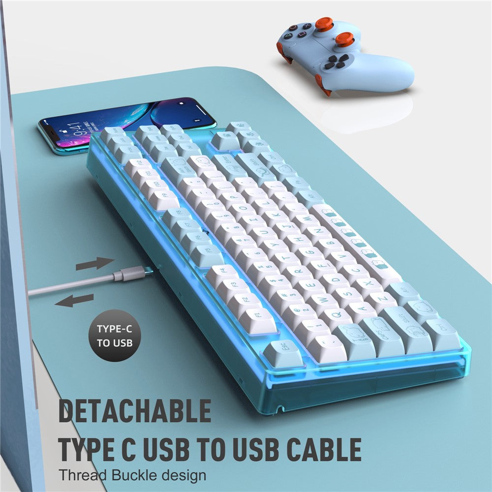 87-Key Ergonomic Mechanical Keyboard – Playful Cartoon Design