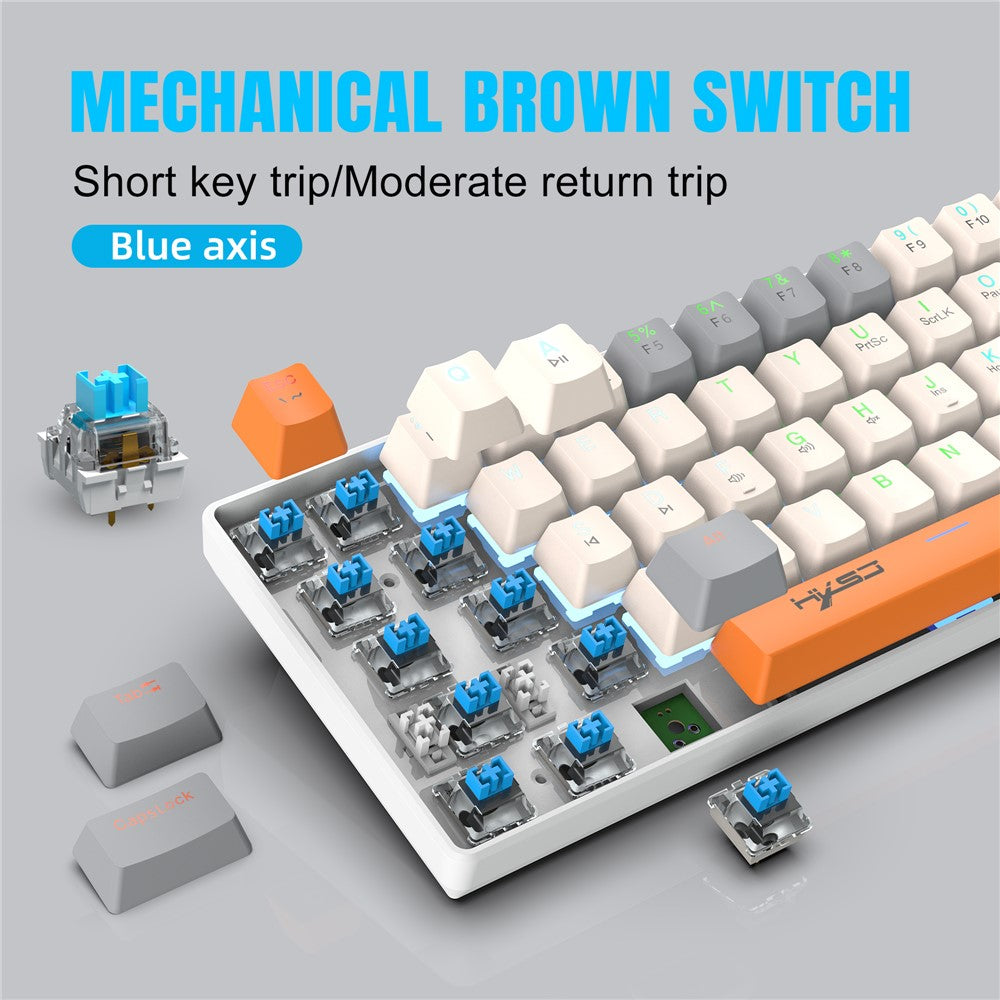 63-Key Wired Mechanical Gaming Keyboard with Backlight Effects