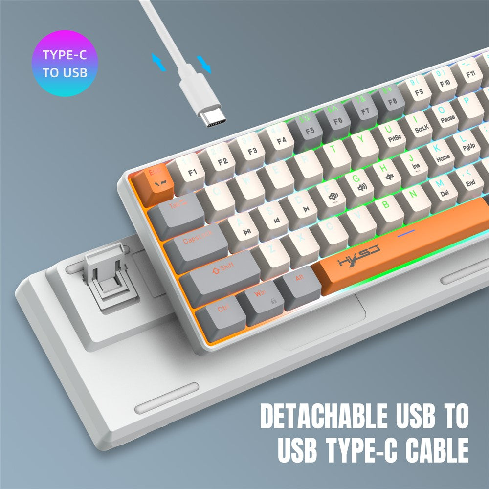 63-Key Wired Mechanical Gaming Keyboard with Backlight Effects