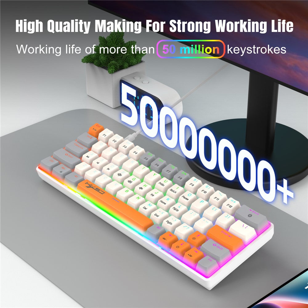 63-Key Wired Mechanical Gaming Keyboard with Backlight Effects