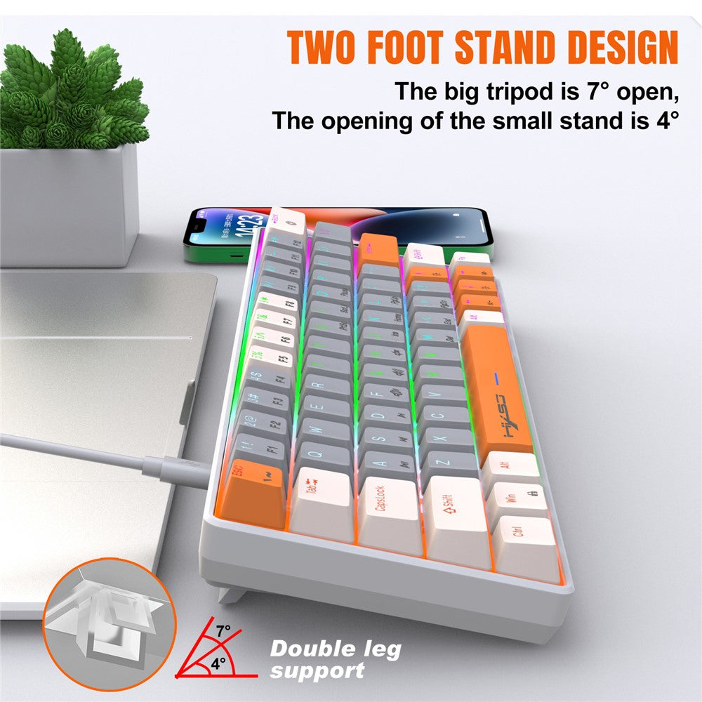 63-Key Wired Mechanical Gaming Keyboard with Backlight Effects