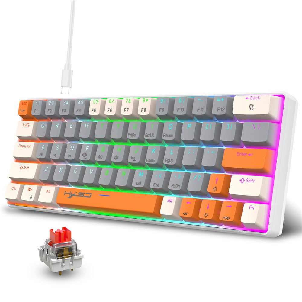 63-Key Wired Mechanical Gaming Keyboard with Backlight Effects