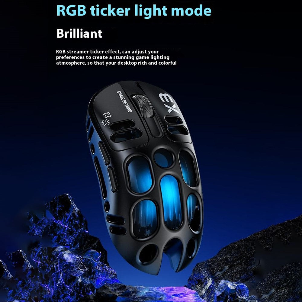 T-WOLF X3 Esports Gaming Mouse – Tri-Mode Wireless, RGB, Hollow Design