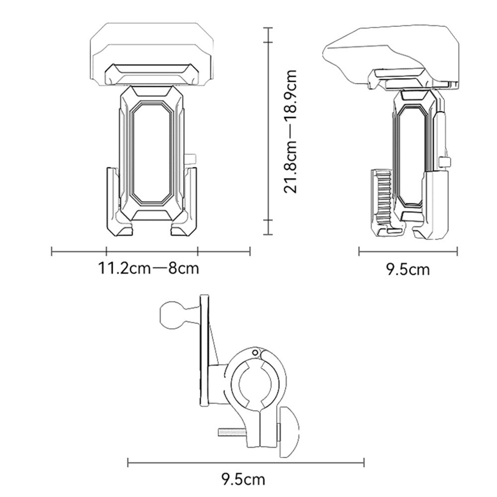 YESIDO C331 Bicycle Phone Holder with Sunshade, Bike Handlebar Phone Mount