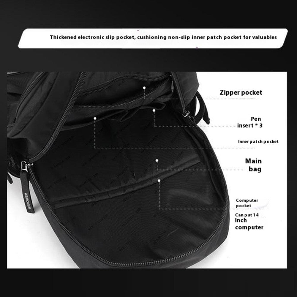 WEPOWER 2329 Waterproof Nylon Casual Daypack Breathable Men Backpack for 14 Inch Laptop