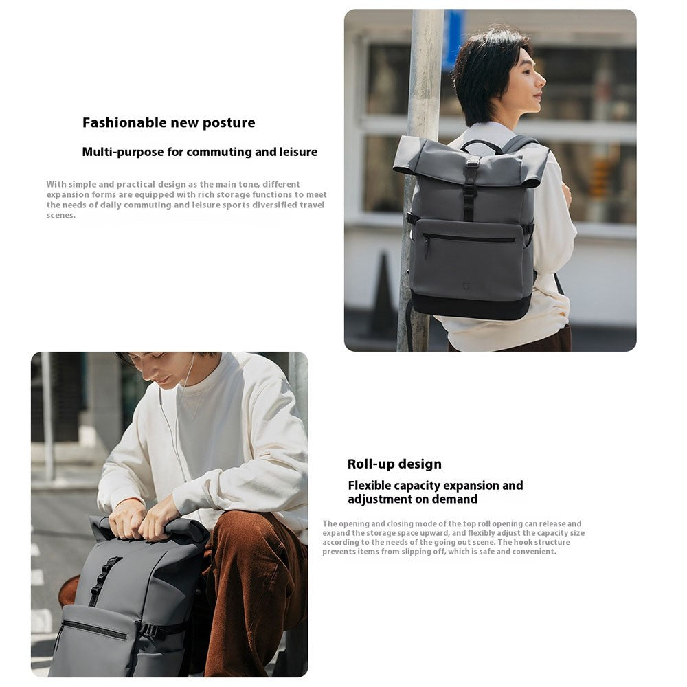 XIAOMI MIJIA 23L Casual Backpack Roll Top Design Multi Compartment Waterproof Polyester Daypack (Chinese Version)