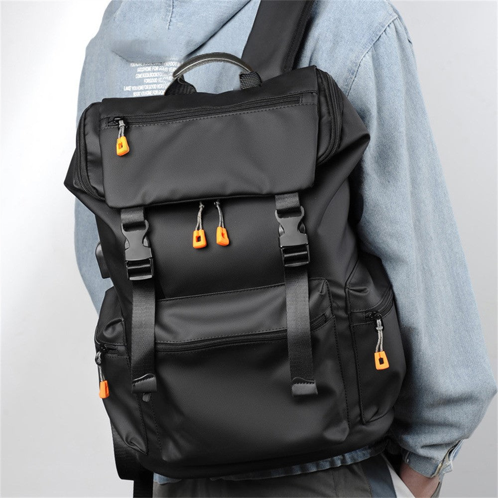 B1862 Double Shoulder Rucksack Waterproof Oxford Fabric Laptop Backpack with External USB Port