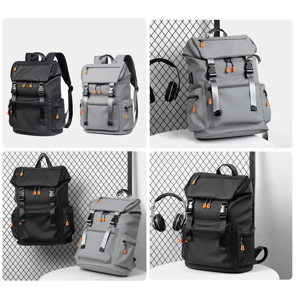 B1862 Double Shoulder Rucksack Waterproof Oxford Fabric Laptop Backpack with External USB Port