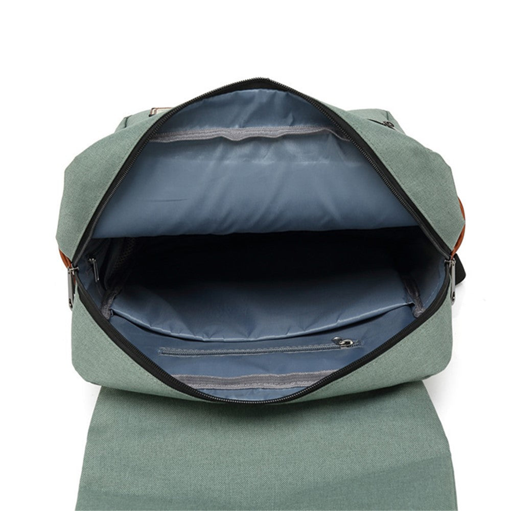Retro Nylon Oxford Cloth Backpack Laptop Clothes Dual Shoulders Bag with USB Charging Port