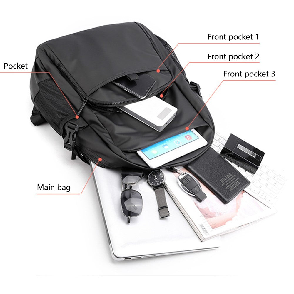 WEPOWER 3403# Waterproof Nylon Backpack Men Shoulder Bag for 15.6-inch Laptop