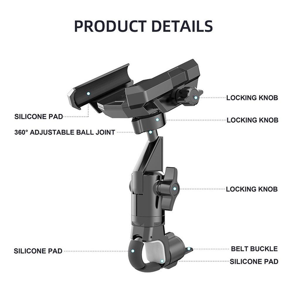 JGX002 Bike Motorcycle Phone Mount 360 Degree Rotation Anti Shake Handlebar Bracket for Bicycle