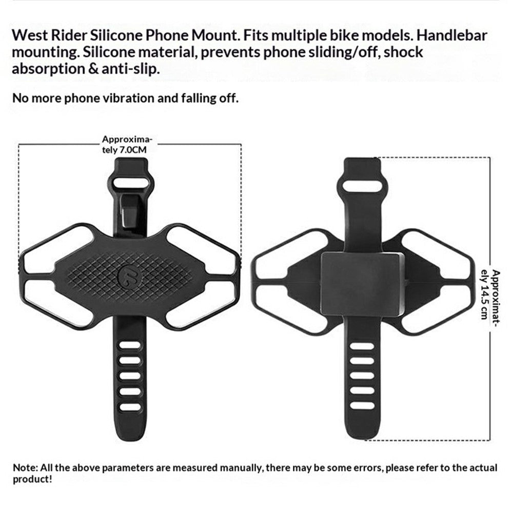 WEST BIKING YP0715097 Silicone Bike Phone Mount Anti-Slip Shockproof Cell Phone Holder Compatible with 4.5-6.7 inch Screen for Bicycle